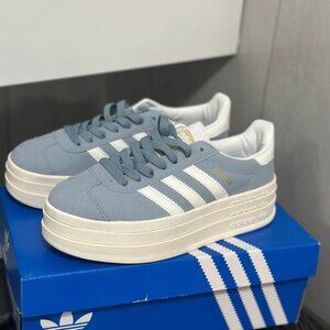NEW Adidas Womens Gazelle Bold Clear Sky-Suede Blue ID6991 Shoes